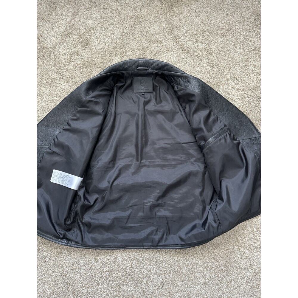 Alexander McQueen Leather Biker Jacket Men’s IT46 Asymmetrical Wool Sleeve - Picture 12 of 14